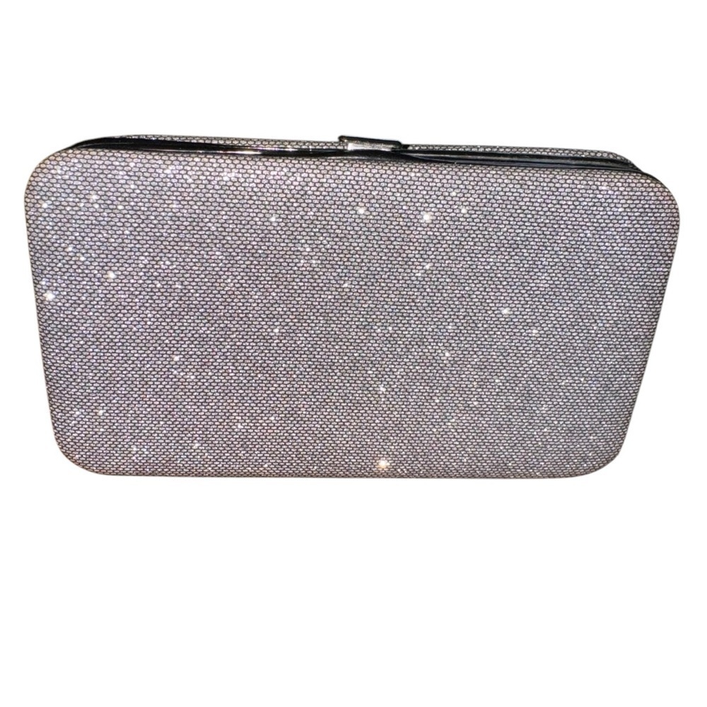 Elegant Silver Clutch Bag 5.5” X 3” With Clasp and Credit Card Holder EUC - Picture 3 of 7
